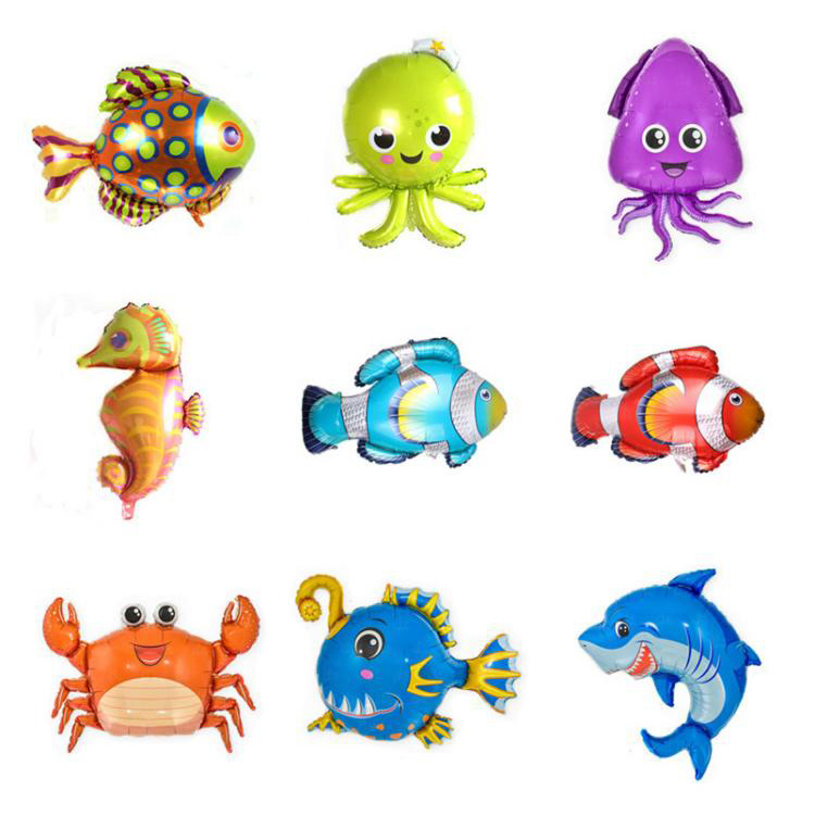Globos de papel de aluminio grandes con animales del océano