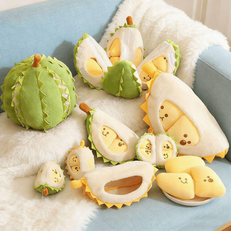 Almohada de felpa Durian abierta dividida